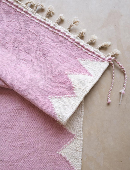 Flatwoven Pink Moroccan Runner Rug 9.7 x 3.5 ft / 296 x 109 cm - Surcoma