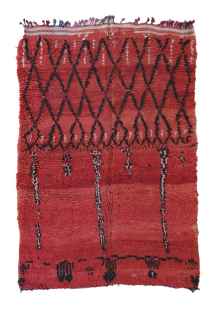 Genuine Red Abstract Moroccan Rug 10.7 x 6.9 ft / 327 x 212 cm - Surcoma