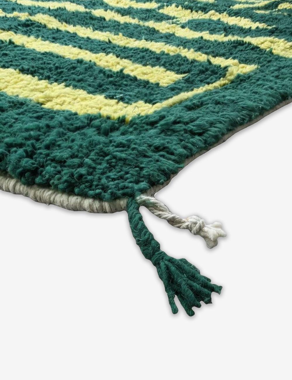 Geometric Green Berber Wool Rug 9.6 x 8.3 ft / 292 x 255 cm