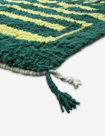 Geometric Green Berber Wool Rug 9.6 x 8.3 ft / 292 x 255 cm