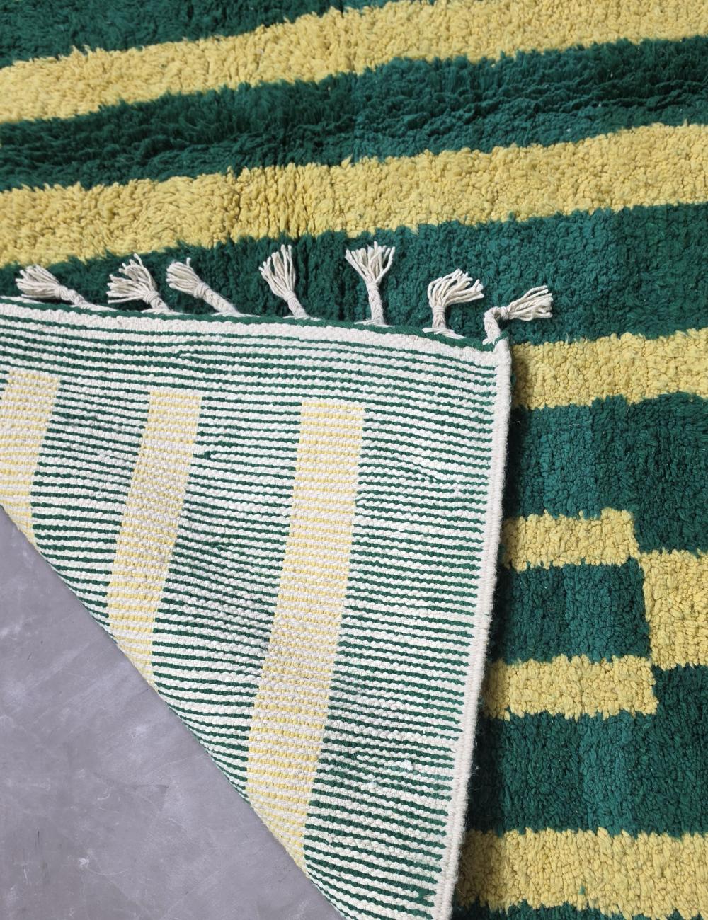 Geometric Green Berber Wool Rug 9.6 x 8.3 ft / 292 x 255 cm