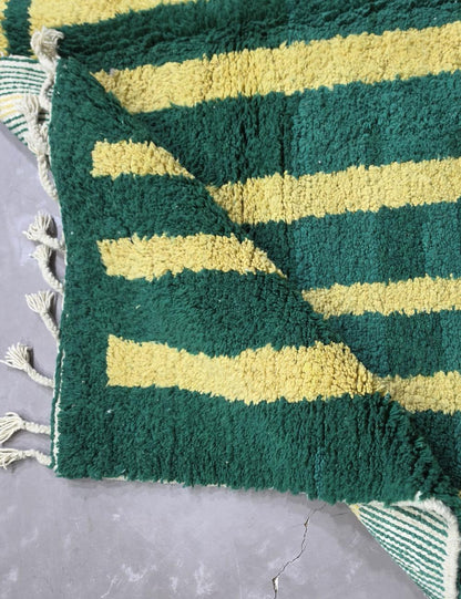 Geometric Green Berber Wool Rug 9.6 x 8.3 ft / 292 x 255 cm