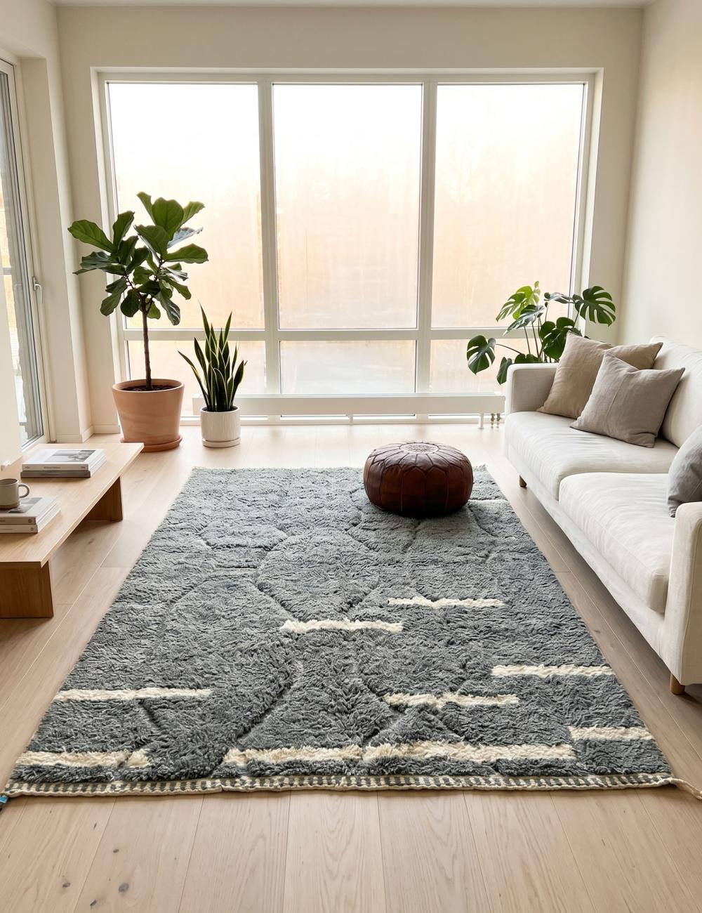 Gray Moroccan Rug Handmade Rug 8.9 x 5.9 ft / 270 x 180 cm