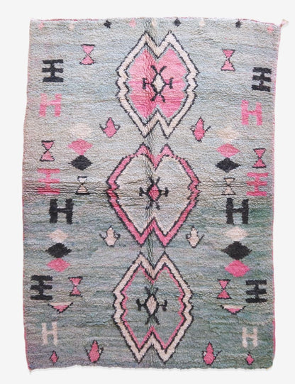 Green Boujad Wool Rug 7.3 x 5 ft / 223 x 155 cm - Surcoma