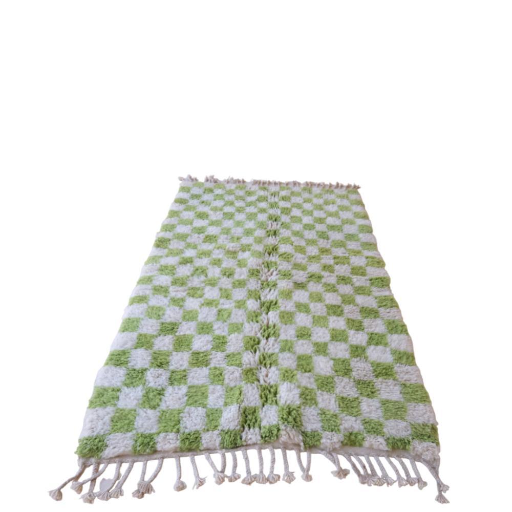 Green Checkered 5x8 ft Moroccan Rug 244x153 cm - Surcoma