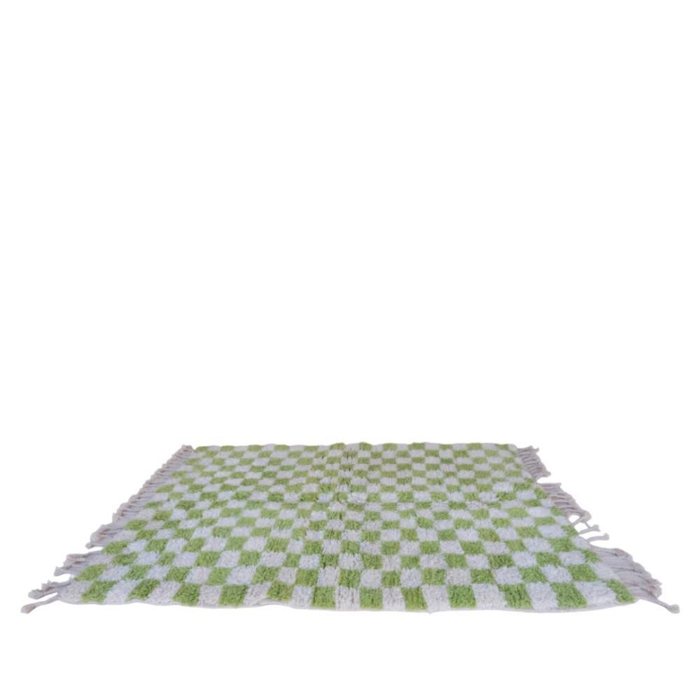 Green Checkered 5x8 ft Moroccan Rug 244x153 cm - Surcoma