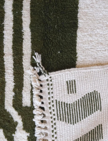 Green Hand-knotted Abstract Moroccan Rug 8.2 x 5.1 ft / 251 x 156 cm - Surcoma