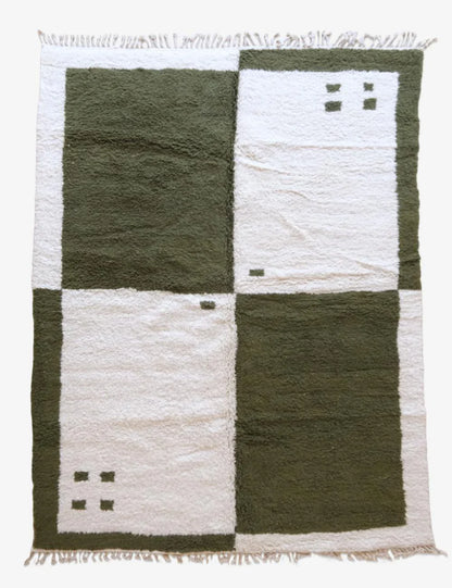 Green Moroccan Wool Rug 11.5 x 8.3 ft / 352 x 254 cm - Surcoma