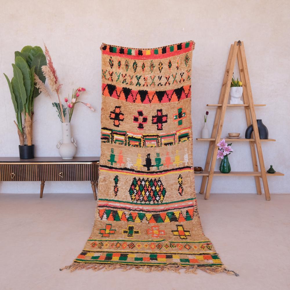Handmade Moroccan Colorful Runner Rug 8.5 x 3.2 ft / 258 x 98 cm - Surcoma