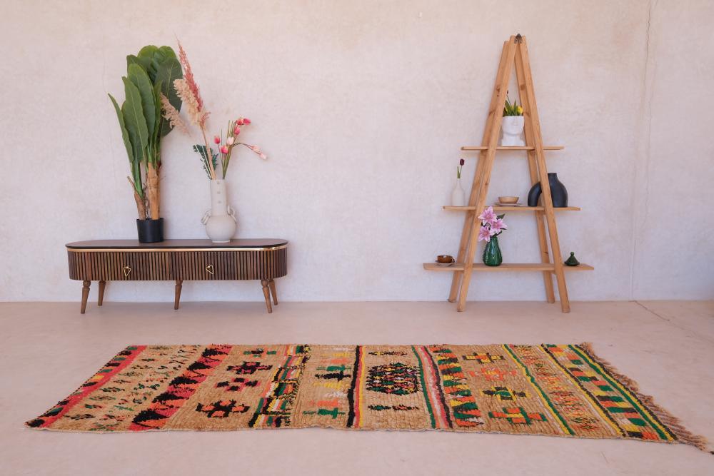Handmade Moroccan Colorful Runner Rug 8.5 x 3.2 ft / 258 x 98 cm - Surcoma