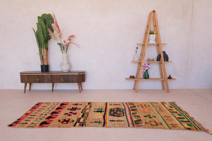 Handmade Moroccan Colorful Runner Rug 8.5 x 3.2 ft / 258 x 98 cm - Surcoma