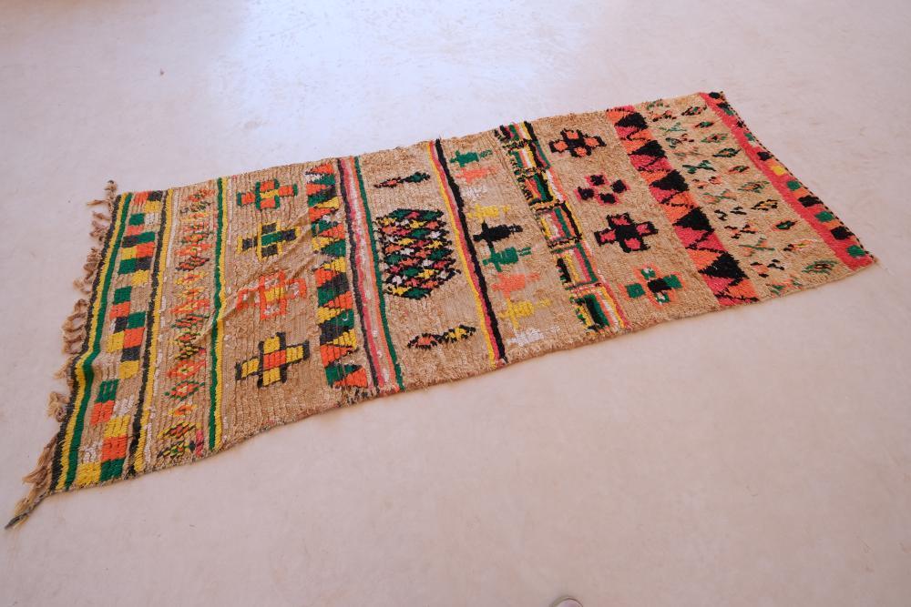 Handmade Moroccan Colorful Runner Rug 8.5 x 3.2 ft / 258 x 98 cm - Surcoma