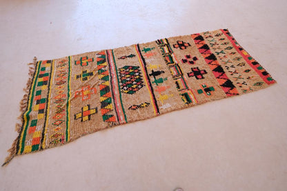 Handmade Moroccan Colorful Runner Rug 8.5 x 3.2 ft / 258 x 98 cm - Surcoma