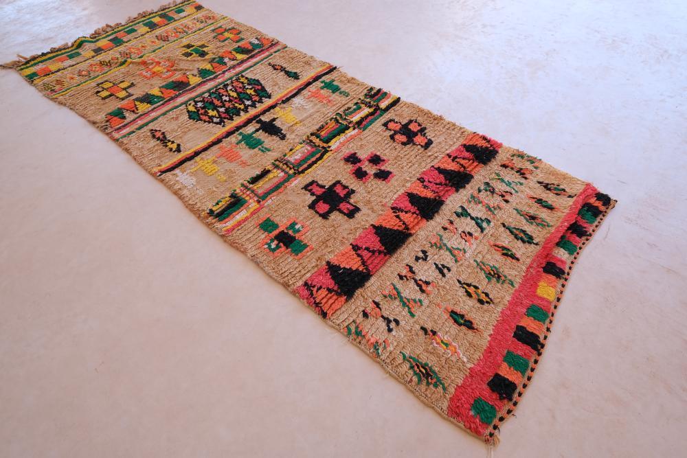 Handmade Moroccan Colorful Runner Rug 8.5 x 3.2 ft / 258 x 98 cm - Surcoma