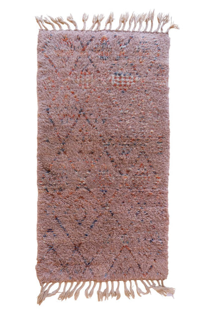 Moroccan Beni Mrirt Taupe Wool Rug 6.6 x 3.4 ft / 200 x 104 cm - Surcoma