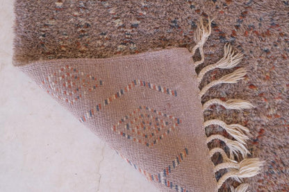 Moroccan Beni Mrirt Taupe Wool Rug 6.6 x 3.4 ft / 200 x 104 cm - Surcoma