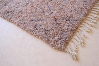 Moroccan Beni Mrirt Taupe Wool Rug 6.6 x 3.4 ft / 200 x 104 cm - Surcoma