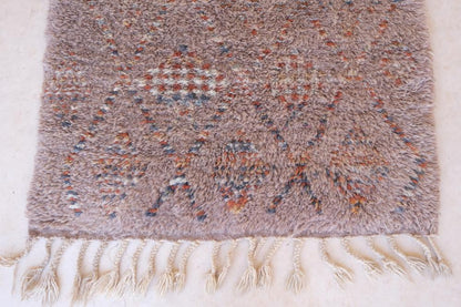 Moroccan Beni Mrirt Taupe Wool Rug 6.6 x 3.4 ft / 200 x 104 cm - Surcoma