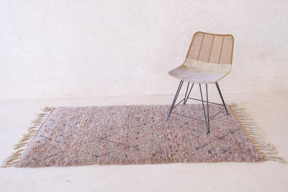 Moroccan Beni Mrirt Taupe Wool Rug 6.6 x 3.4 ft / 200 x 104 cm - Surcoma