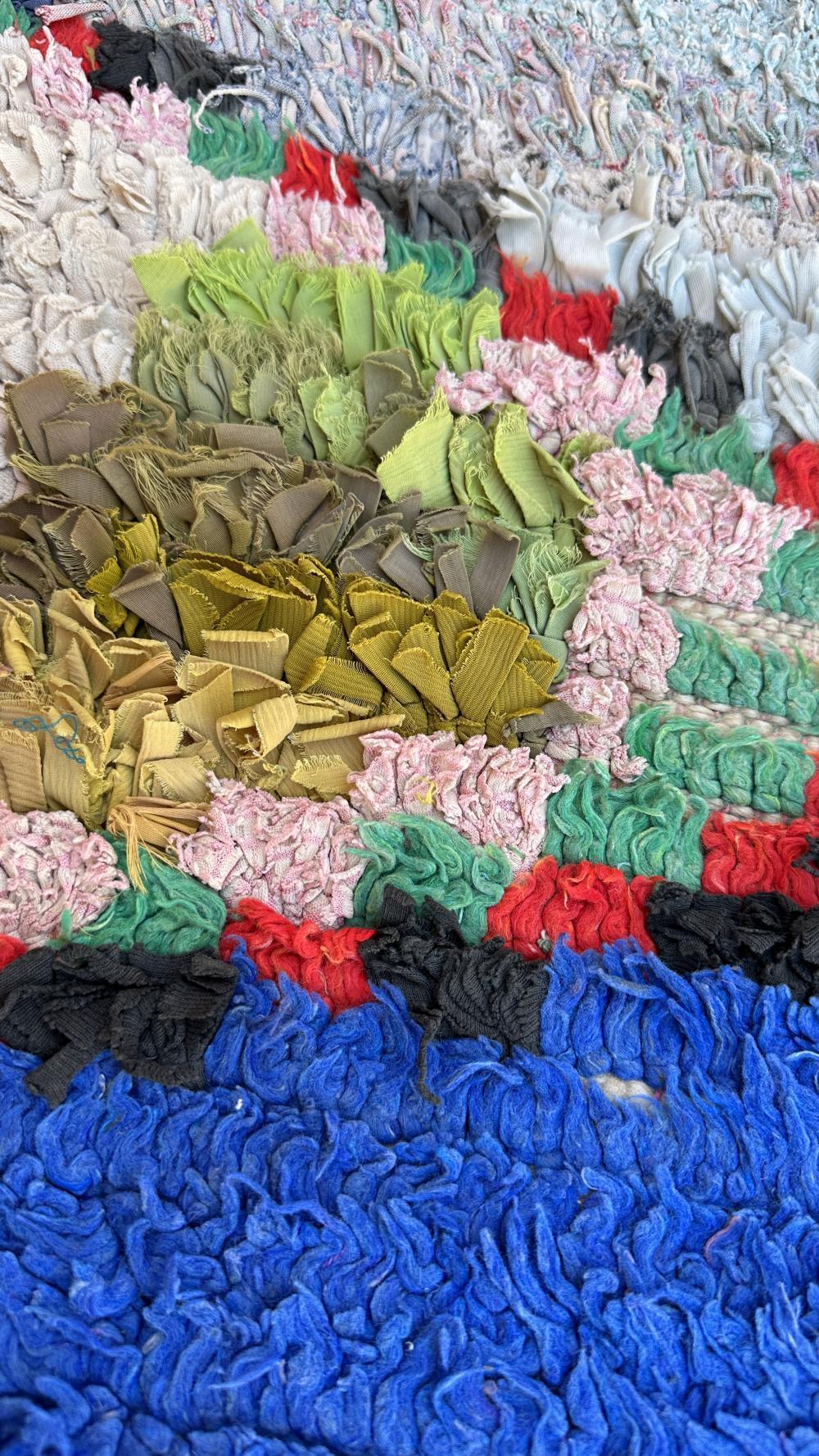 Moroccan Colorful Boucherouite Rug 5.1 x 4.4 ft / 154 x 137 cm - Surcoma