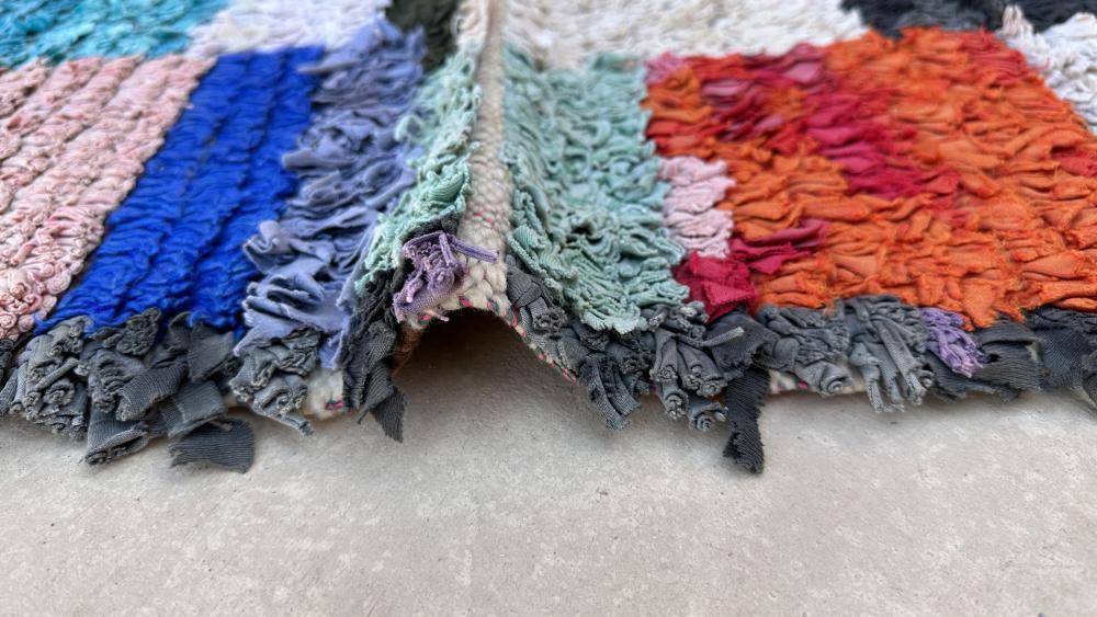Moroccan Colorful Boucherouite Rug 5.1 x 4.4 ft / 154 x 137 cm - Surcoma