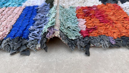 Moroccan Colorful Boucherouite Rug 5.1 x 4.4 ft / 154 x 137 cm - Surcoma