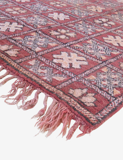 Red Moroccan Rug 6.9 x 3.5 ft / 211 x 108 cm - Surcoma
