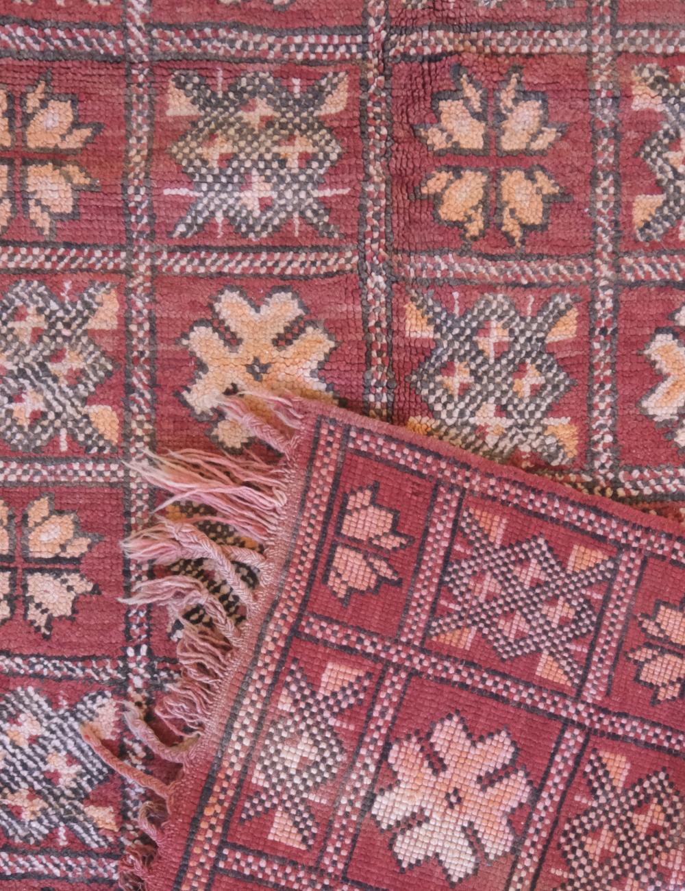 Red Moroccan Rug 6.9 x 3.5 ft / 211 x 108 cm