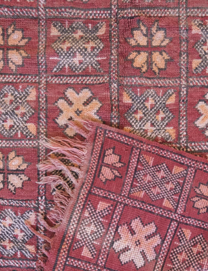 Red Moroccan Rug 6.9 x 3.5 ft / 211 x 108 cm - Surcoma