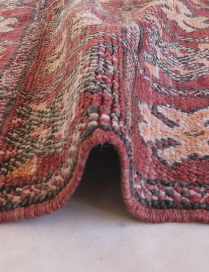 Red Moroccan Rug 6.9 x 3.5 ft / 211 x 108 cm - Surcoma