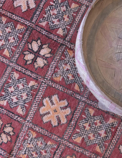 Red Moroccan Rug 6.9 x 3.5 ft / 211 x 108 cm - Surcoma