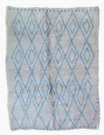 Beni Ourain White and Blue Rug 8.4 x 6.82 ft / 256 x 208 cm - Surcoma