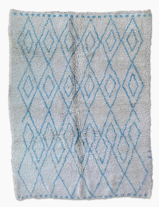Beni Ourain White and Blue Rug 8.4 x 6.82 ft / 256 x 208 cm - Surcoma