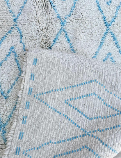 Beni Ourain White and Blue Rug 8.4 x 6.82 ft / 256 x 208 cm - Surcoma