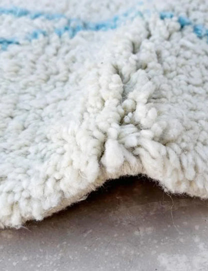 Beni Ourain White and Blue Rug 8.4 x 6.82 ft / 256 x 208 cm - Surcoma