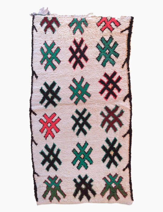 Woven textile with geometric pattern on a white background