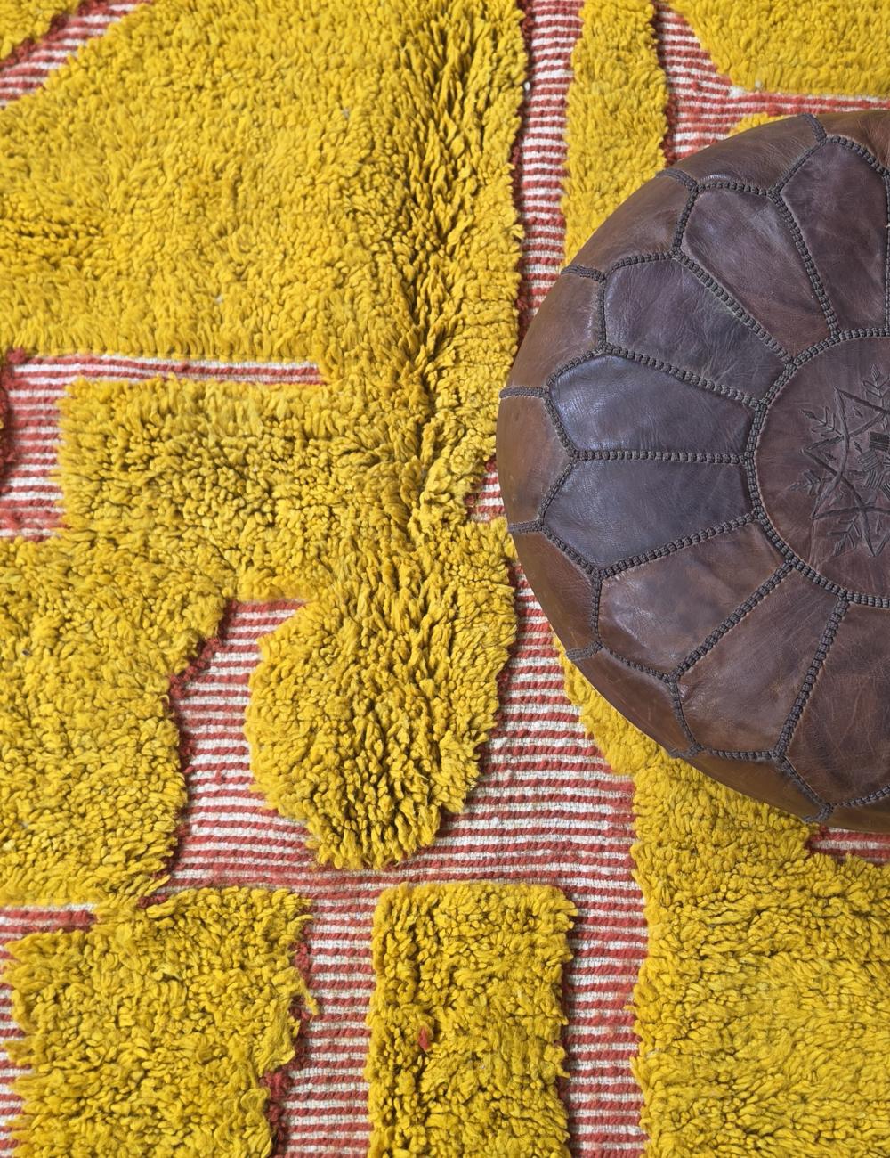 Yellow Textured Moroccan Rug
