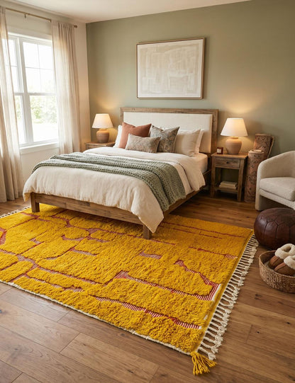 Yellow Textured Moroccan Rug