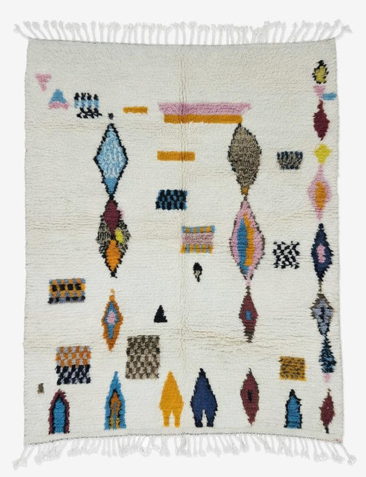 Handmade Tribal Azilal Rug 6.9 x 5.9 ft / 209 x 180 cm