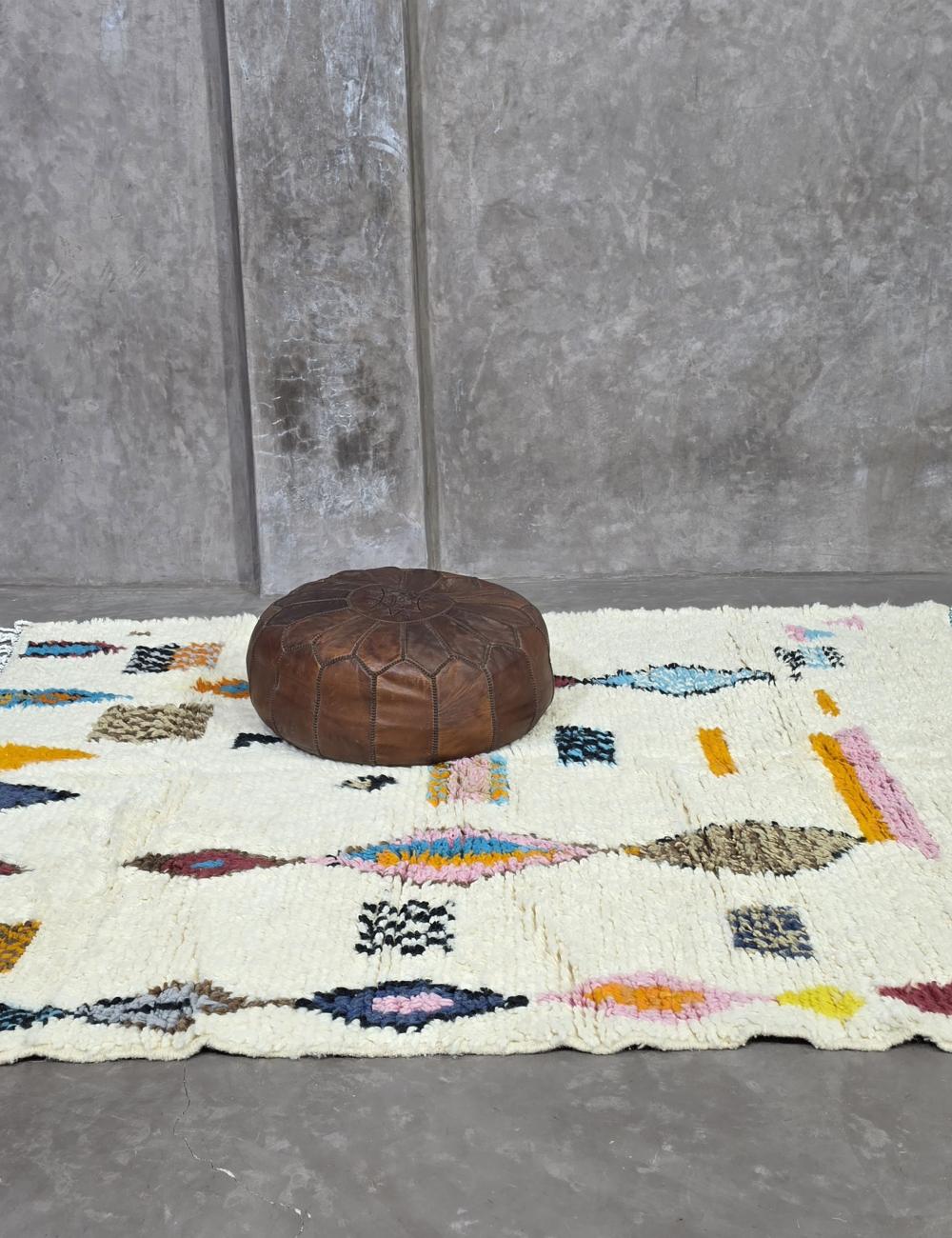 Handmade Tribal Azilal Rug 6.9 x 5.9 ft / 209 x 180 cm