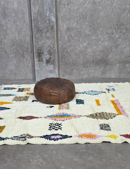 Handmade Tribal Azilal Rug 6.9 x 5.9 ft / 209 x 180 cm