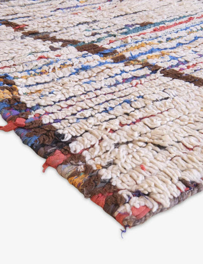 Handwoven Azilal Moroccan Rug with Minimalist Geometric Lines 4.9 x 2.5 ft / 150 x 79 cm - Surcoma