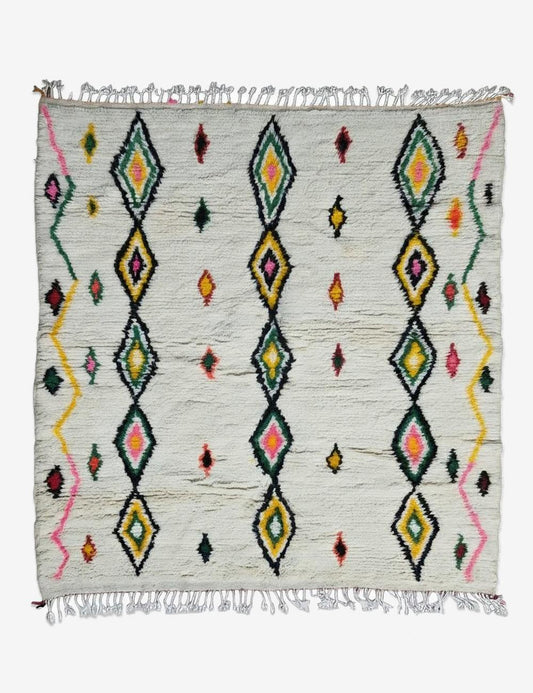 Handwoven Azilal Wool Rug 7.3 x 6.4 ft / 221 x 197 cm