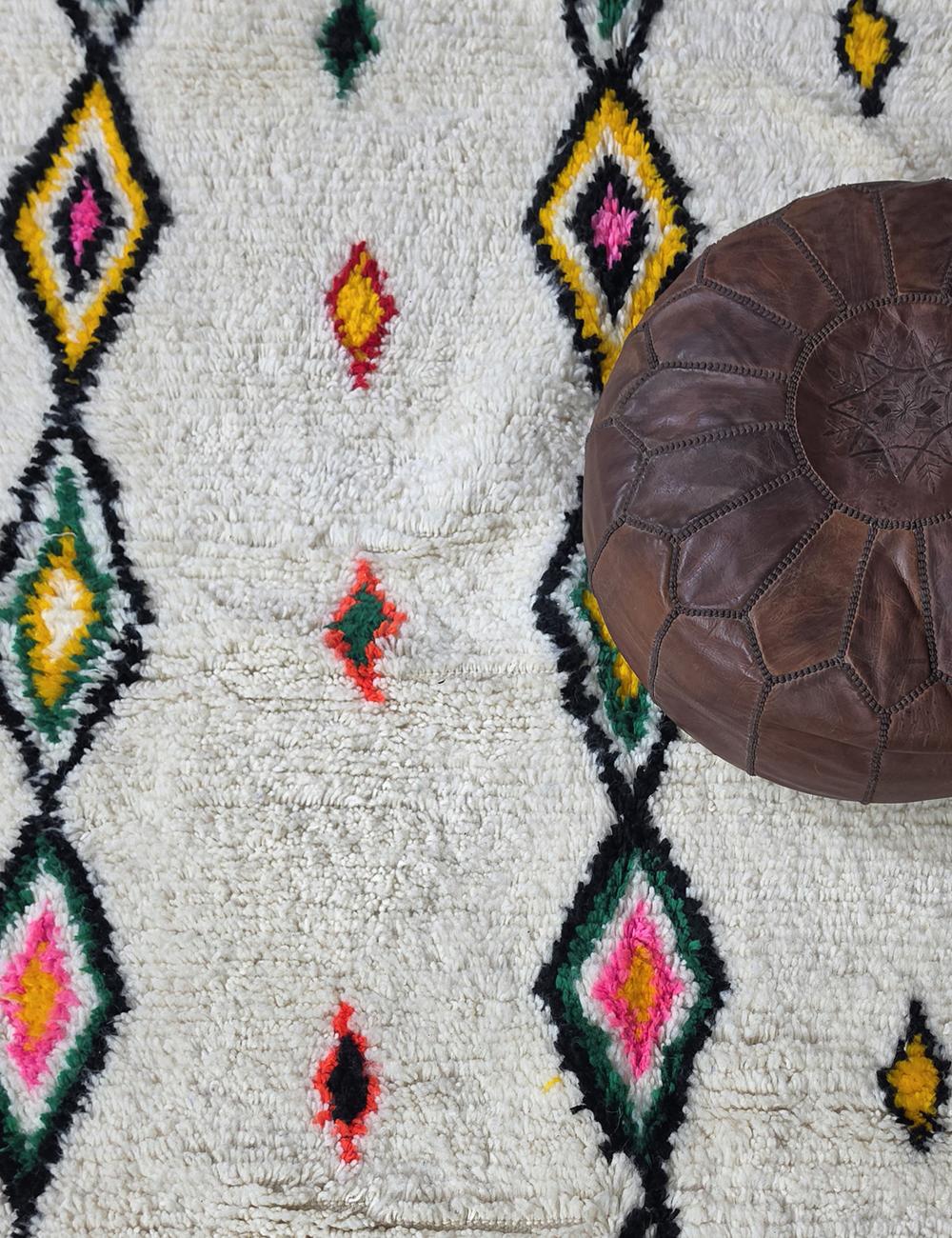 Handwoven Azilal Wool Rug 7.3 x 6.4 ft / 221 x 197 cm