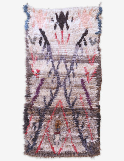 Handwoven Berber Wool Rug with Tribal Patterns 5.7 x 2.8 ft / 174 x 86 cm - Surcoma