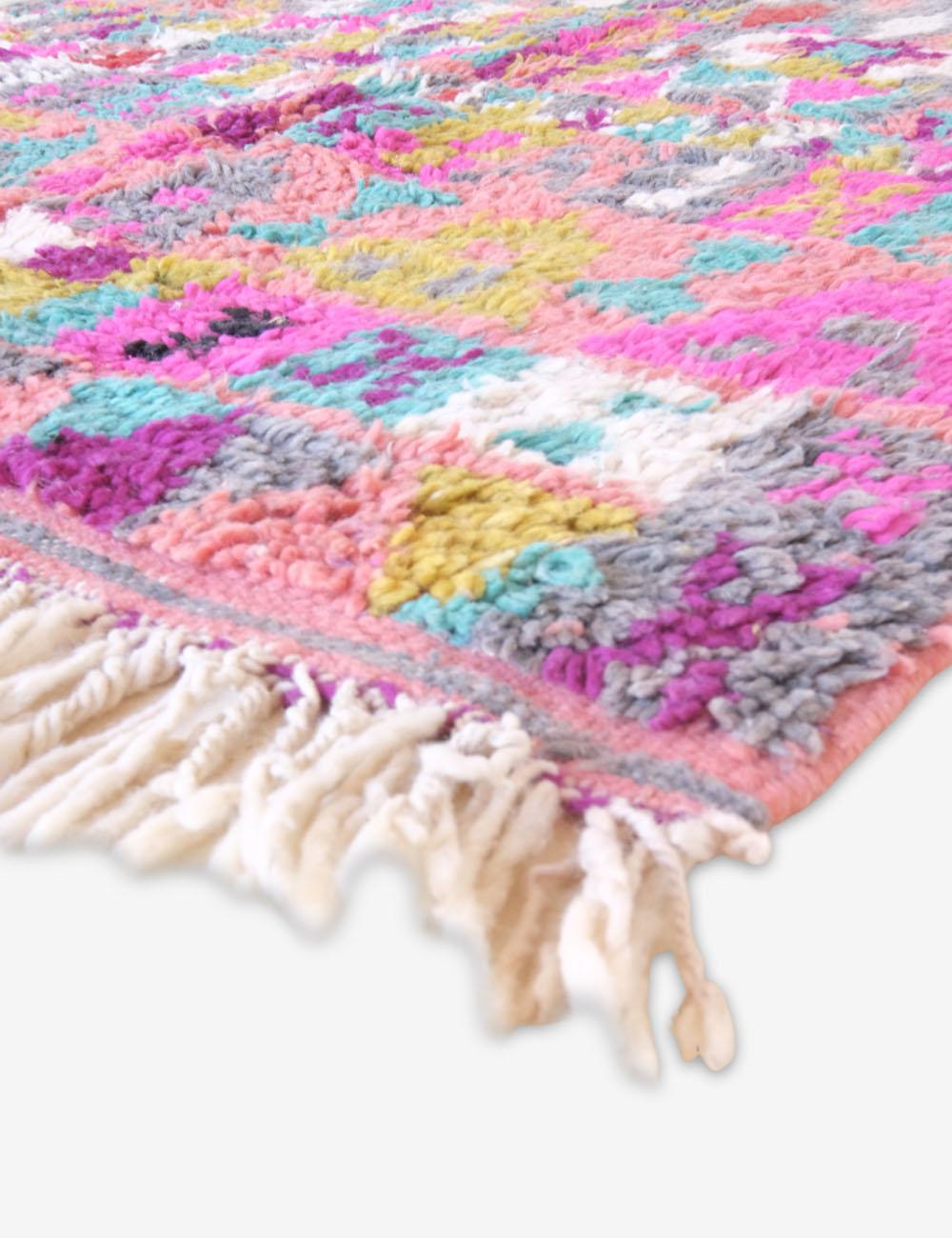 Handwoven Moroccan Berber Rug with Bold Multicolor Patchwork & Tribal Symbols 8.1 x 4.5 ft / 247 x 138 cm