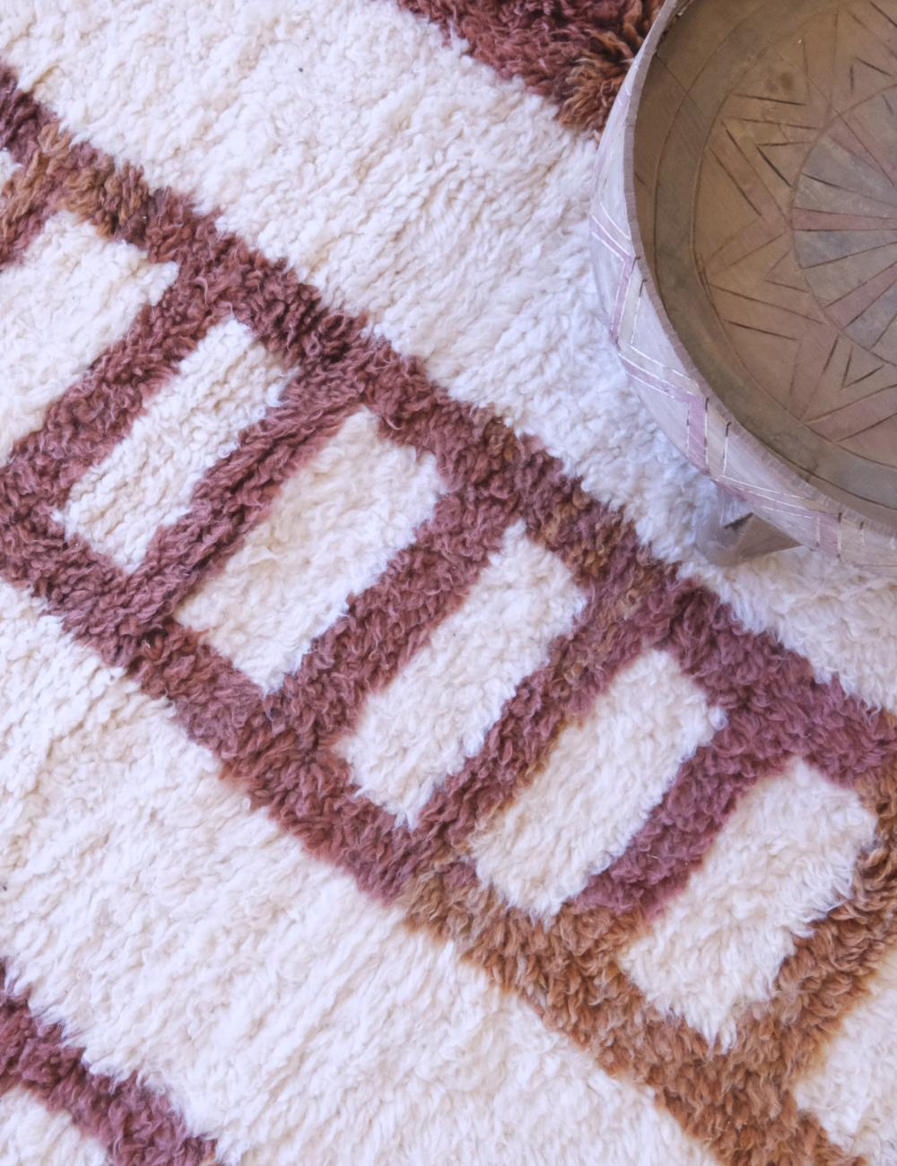 Handwoven Moroccan Mocha Wool Rug 9 x 7.1 ft / 273 x 218 cm