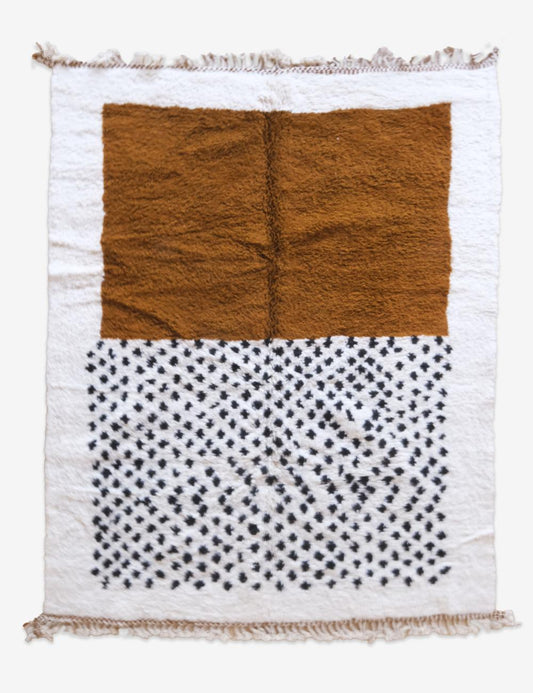 Moroccan Custom Caramel Brown Handwoven Wool Rug