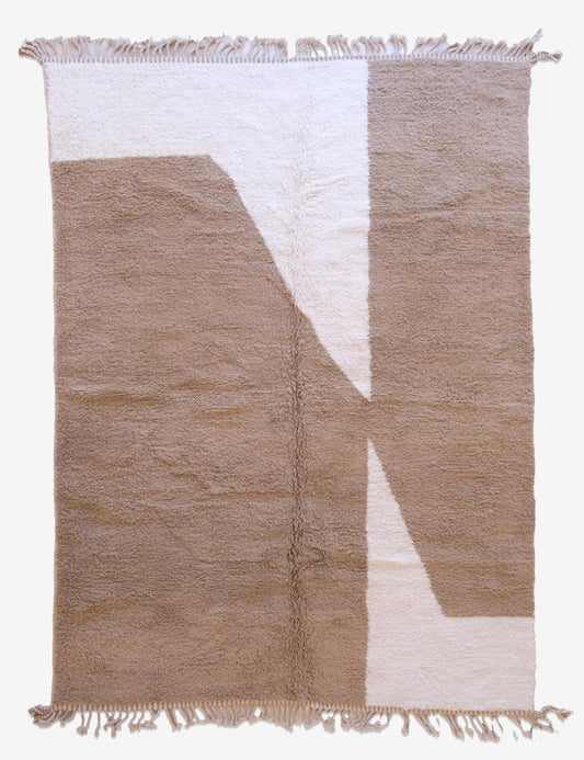 Handwoven Moroccan Tan Wool Rug 11.5 x 8.1 ft / 350 x 248 cm