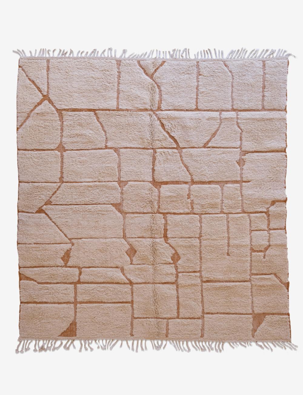 Handmade Moroccan Beige Modern Rug 9.8 x 8.3 ft / 298 x 253 cm - Surcoma